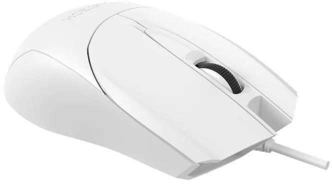 Миша A4Tech OP-750S White, White, Офісна, Дротова, 3, USB, 1200, 1.50 м, Пластик, 118 &times; 61 &times; 37 мм, Симетричний, Оптичний