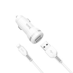 АЗП Hoco Z27 2.4A/2 USB + Lighning Cable White