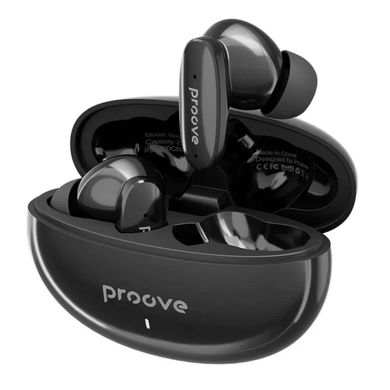 Bluetooth Earphones Proove MoshPit Black Glossy, Jet Black, TWS (вкладиші), 25 год, Повсякденне, USB-C, Bluetooth, 5.1, Є, Немає