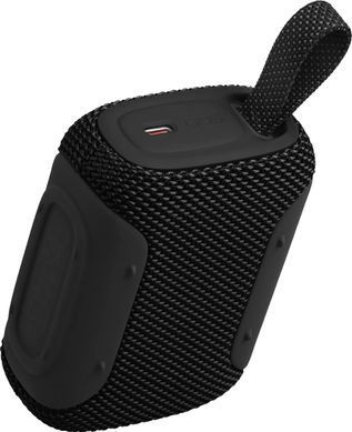 Акустична система JBL GO 5 Black (JBLGO5BLK), Black, Bluetooth, USB-C, Auracast, Акумулятор, 4,8 Вт, До 10 годин, Playtime Boost, Auracast, Керування через застосунок, Підсвічування корпусу, IP68