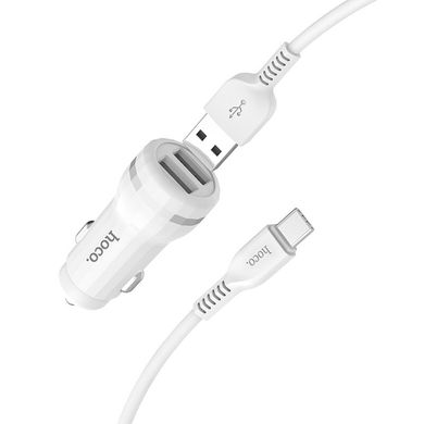 АЗП Hoco Z27 2.4A/2 USB + Type-C Cable White