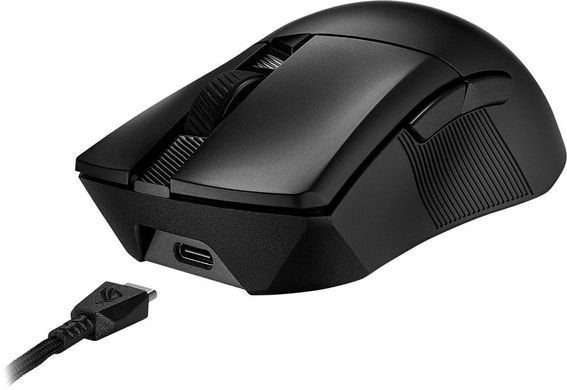 Миша Asus ROG Gladius III AimPoint RGB USB/WL/BT Black, Black, Ігрова, Бездротова, 6, USB; 2.4 ГГц; Bluetooth, 36000, Пластик, 123 &times; 68 &times; 44 мм, Ергономічний для правої руки, Оптичний
