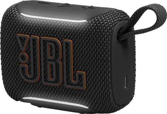 Акустична система JBL GO 5 Black (JBLGO5BLK), Black, Bluetooth, USB-C, Auracast, Акумулятор, 4,8 Вт, До 10 годин, Playtime Boost, Auracast, Керування через застосунок, Підсвічування корпусу, IP68