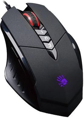 Мишка A4Tech V7M Bloody Black USB V-Track, Black, Ігрова, Дротова, 8, USB, 3200, 1.80 м, Пластик, 122 &times; 77 &times; 32 мм, Симетричний, Оптичний