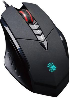 Мишка A4Tech V7M Bloody Black USB V-Track, Black, Ігрова, Дротова, 8, USB, 3200, 1.80 м, Пластик, 122 &times; 77 &times; 32 мм, Симетричний, Оптичний