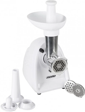 М'ясорубка Mesko MS4809 1500W Білий, 1500 Вт, Насадка для ковбасок, Решітка 5 мм, Решітка 7 мм, Решітка 3 мм, Штовхач