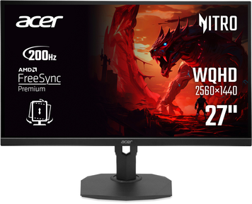Монітор Acer 27" Nitro XF273UX1bmiiprx (UM.HX0EE.109) IPS Black 200Hz, Геймінг, 2560&times;1440, 27", 200 Гц, IPS, W-LED, Nitro, 8 біт, 16:9, Кут нахилу 90 градусів; Регулювання кута нахилу; Регулювання висоти, Плаский, HDMI, DisplayPort, 3.5 мм audio, 100&times;100, Матове, 1 мс