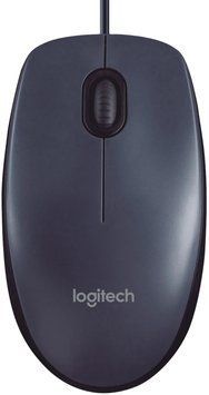 Миша Logitech B100 Black, Black, Офісна, Дротова, 3, USB, 1000, 1.80 м, Пластик, 113 &times; 62 &times; 38 мм, Симетричний, Оптичний
