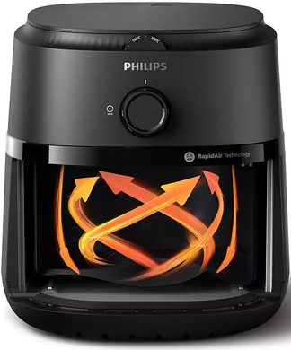 Мультипіч PHILIPS NA120/00 Black, 4.2 л, 1500 Вт, RapidAir, 12 програм, Таймер, Антипригарне покриття, Можна мити в посудомийній машині