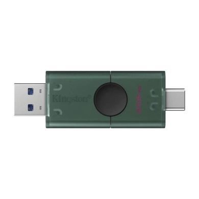 USB Flash Kingston 256GB DataTraveler DuoG2 USB-A + USB-C 3.2 Gen1 Black/Green, USB 3.2, USB 3.2, OTG флеш-накопичувач, Не вказано виробником, Не вказано виробником