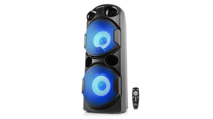 Акустична система REAL-EL X-780 Black, Black, Bluetooth, AUX, USB, microSD, Мікрофон, Акумулятор, 80 Вт, До 8 годин, TWS, Караоке, RGB-підсвічування, Еквалайзер, Дистанційне керування