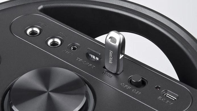 Акустична система REAL-EL X-780 Black, Black, Bluetooth, AUX, USB, microSD, Мікрофон, Акумулятор, 80 Вт, До 8 годин, TWS, Караоке, RGB-підсвічування, Еквалайзер, Дистанційне керування