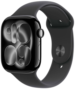 Apple Watch Series 11 GPS 46mm Jet Black Aluminium Case with Black Sport Band S/M MEUW4