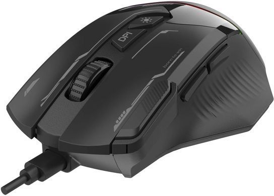Миша GamePro GM300B Black, Black, Ігрова, Дротова, 7, USB, 7200, 1.50 м, Пластик, 126 &times; 82 &times; 42 мм, Ергономічний для правої руки, Оптичний