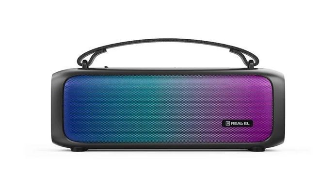 Акустична система REAL-EL X-717 Black, Black, Bluetooth, AUX, USB, Акумулятор, 8 Вт, Не заявлено, TWS, Вбудований мікрофон, RGB-підсвічування