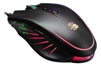 Миша Bloody Q81 Neon XGlide Curve Black, Black, Ігрова, Дротова, 8, USB, 3200, 1.80 м, Пластик, 125 &times; 78 &times; 43 мм, Ергономічний для правої руки, Оптичний