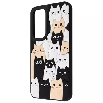 Накладка Samsung A35 5G (A356) Wave Doodle Cats, Black/Orange, Накладка, Samsung A35 5G