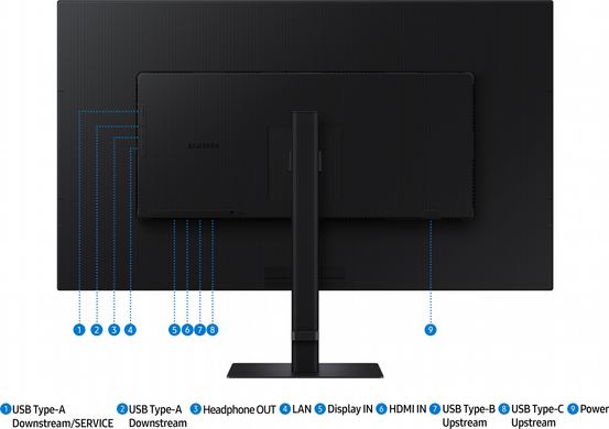 Монітор Samsung 37" ViewFinity S8 (LS37D802UAIXCI) VA Black, Офіс, Дизайн та фото, 3840&times;2160, 37", 60 Гц, VA, W-LED, ViewFinity S8, 10 біт, 16:9, Кут нахилу 90 градусів; Регулювання кута нахилу; Регулювання висоти, Плаский, USB-C, HDMI, DisplayPort, USB Hub, RJ-45, 100&times;100, Матове, 4 мс