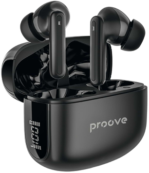 Bluetooth Earphones Proove Tempo with ANC Black, TWS (вкладиші), 25 год, Повсякденне, USB-C, Bluetooth, 5.3, Є, IPX4
