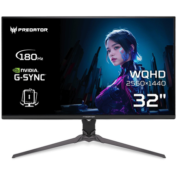 Монітор Acer 31.5" Predator XB323QUPbmiiprx (UM.JX3EE.P09) IPS Black 180Hz, Геймінг, 2560&times;1440, 31.5", 180 Гц, IPS, W-LED, Predator, 8 біт, 16:9, Кут нахилу 90 градусів; Регулювання кута нахилу; Регулювання висоти, Плаский, HDMI, DisplayPort, 3.5 мм audio, 100&times;100, Матове, 1 мс