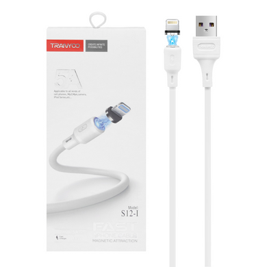 Кабель Tranyoo S12 Lightning Magnetic 1m White