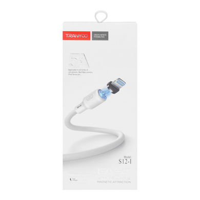 Кабель Tranyoo S12 Lightning Magnetic 1m White