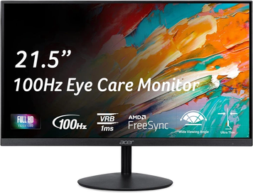 Монітор Acer 21.5" SA222QEbi (UM.WS2EE.E01) IPS Black 100Hz, Офіс, 1920&times;1080, 21.5", 100 Гц, IPS, W-LED, SA, 8 біт, 16:9, Регулювання кута нахилу, Плаский, HDMI, VGA, 100&times;100, Матове, 5 мс