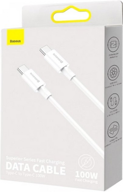 Кабель Baseus CATYS-B02 Type-C to Type-C Superior 100W 1m White