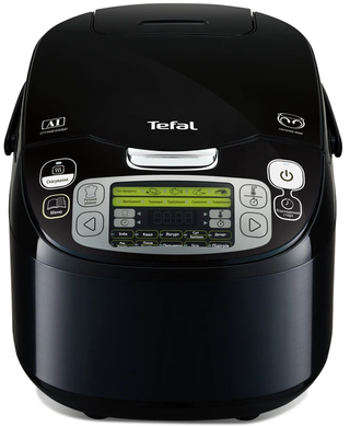Мультиварка Tefal Fuzzy Logic RK815834 750W Black, 5 л, 750 Вт, Антипригарне покриття, Дисплей, Відкладений старт, Приготування на парі, Підтримання тепла, 43 програми, Fuzzy Logic, Ручний режим DIY Chef, 3D-нагрів