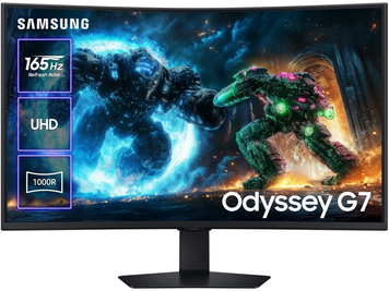 Монiтор Samsung 37" Odyssey G7 (LS37FG756EIXUA) VA Black 165Hz Curved, 3840&times;2160, 37", 165 Гц, VA, W-LED, Odyssey G7, 10 біт, 16:9, Кут нахилу 90 градусів; Регулювання кута нахилу; Регулювання висоти, Вигнутий, DisplayPort, 3.5 мм audio, 2&times;HDMI, USB Hub, 100&times;100, Матове, 1 мс