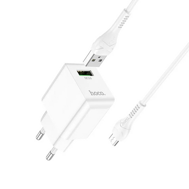 МЗП Hoco C98A QC3.0 18W + Кабель MicroUSB White