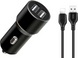 АЗП XO TZ09 2.4A/2USB + Cable Lightning Black