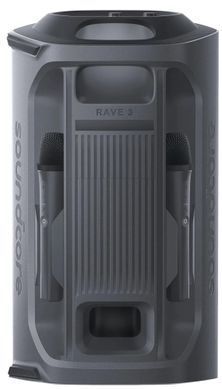 Акустична система Anker SoundCore Rave 3S Black (A31A3012), Black, Bluetooth, AUX, USB, Мікрофон, Акумулятор; Мережа, 200 Вт, До 12 годин, Керування через застосунок, Світлове шоу, BassUp, AI-караоке, Два бездротові мікрофони, IPX4