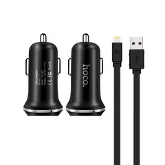 АЗП Hoco Z1 2.1A/2 USB + Lightning Cable Black