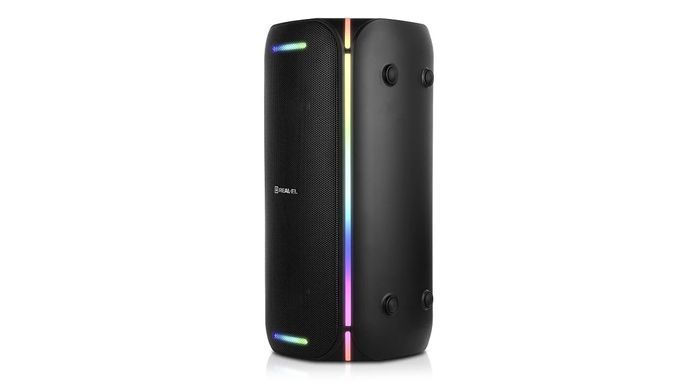 Акустична система REAL-EL X-775 Black, Black, Bluetooth, AUX, USB, Мікрофон, Акумулятор, 80 Вт, Не заявлено, TWS, Підтримка USB-накопичувача, Караоке, RGB-підсвічування