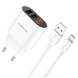 МЗП Borofone BA63A Display 2.4A/2USB MicroUSB Cable White