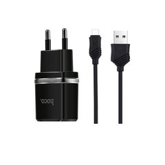 МЗП Hoco C12 2.4A/2 USB + MicroUSB Cable Black