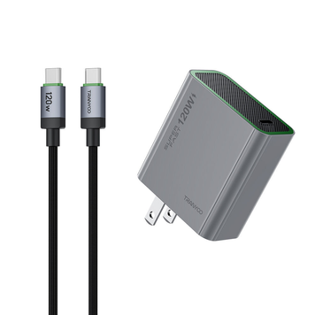 МЗП Tranyoo T-EU8C 120W 1Type-C + Кабель Type-C to Type-C Silver, 120 W, 1хType-C, 1
