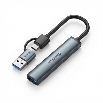 USB HUB Tranyoo HB11-AC Grey, 4, USB 2.0, USB Type-A / USB Type-C