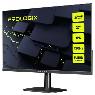 Монітор Prologix 27" P2725HV IPS 120Hz Black, Black, Геймінг, 1920&times;1080, 27", 120 Гц, IPS, W-LED, P2725, 8 біт, 16:9, Регулювання кута нахилу, Плаский, HDMI, VGA, 75&times;75, Матове, 4 мс