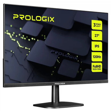 Монітор Prologix 27" P2725HV IPS 120Hz Black, Black, Геймінг, 1920&times;1080, 27", 120 Гц, IPS, W-LED, P2725, 8 біт, 16:9, Регулювання кута нахилу, Плаский, HDMI, VGA, 75&times;75, Матове, 4 мс