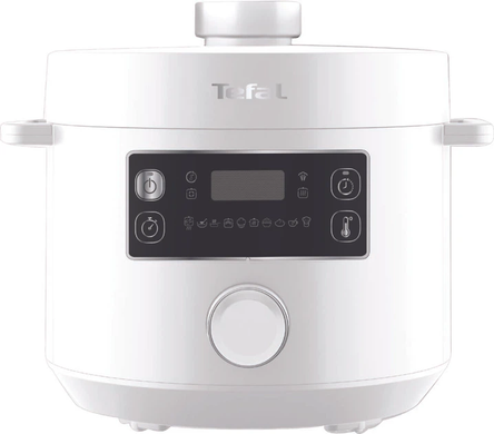 Мультиварка-скороварка Tefal Turbo Cuisine CY754130 1000W White, 4.8 л, 1090 Вт, Антипригарне покриття, Відкладений старт, Приготування на парі, Підтримання тепла, Сферична чаша, Приготування під тиском, 10 програм, Повільне приготування, Випікання, Sous-vide