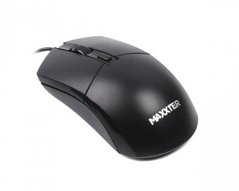 Миша Maxxter Mc-4B01 Black, Black, Офісна, Дротова, 4, USB, 1200, 1.35 м, Пластик, 99 &times; 65 &times; 37 мм, Симетричний, Оптичний
