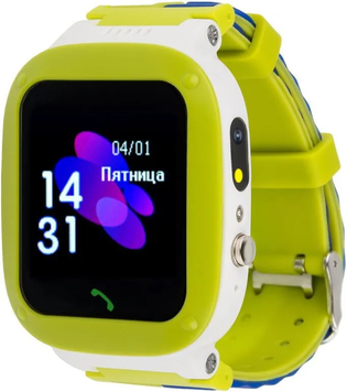 Дитячий Смарт Годинник AmiGo GO004 Green, 1.44", Тривожна кнопка SOS, GPS-трекінг, Підрахунок кроків, GO004, iOS + Android, 1-3 дні, IPS, GPS, Дротова зарядка, 2G, Micro-SIM, Акселерометр, GPS, Прямокутна, IP67