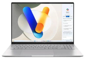 Ноутбук Asus Vivobook S 16 OLED M5606WA-MX025 (90NB14B3-M001A0) Cool Silver, Vivobook S 16 OLED, Офіс, Навчання, Ryzen AI 9 HX 370, AMD Ryzen AI 9, 12, SSD, 1 ТБ, Інтегрована, AMD Radeon 890M, Інтегрована, LPDDR5X, 32 ГБ, 7500 МГц, 16", 3200&times;2000, OLED, 600 ніт, 120 Гц, USB-A; USB-A; USB-C; USB-C; HDMI 2.1, 75 Вт&middot;год