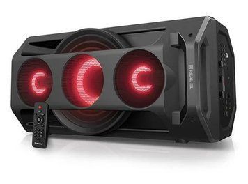 Акустична система REAL-EL X-777 Black, Black, Bluetooth, AUX, USB, microSD, Акумулятор, 65 Вт, Не заявлено, TWS, FM-радіо, LED-дисплей, RGB-підсвічування, Еквалайзер, Дистанційне керування