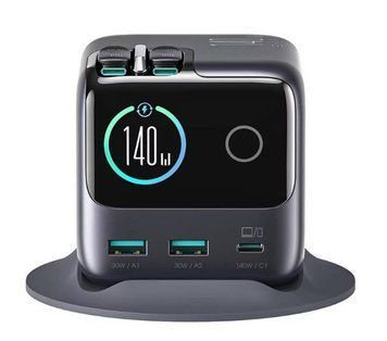 МЗП Joyroom JR-TRD01 140W 5-Port Desktop GaN Gray, 140 W, 3хType-C, 2хUSB-A, Quick Charge (QC 3.0), Power Delivery (PD), 5