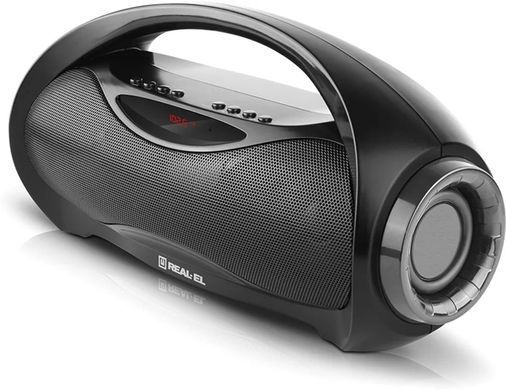 Акустична система REAL-EL X-713 Black, Black, Bluetooth, AUX, USB, microSD, Акумулятор, 12 Вт, Не заявлено, TWS, FM-радіо, Вбудований мікрофон, Підтримка USB-накопичувача, Підтримка microSD, LED-дисплей