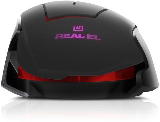 Миша REAL-EL RM-520 Gaming Black, Black, Ігрова, Дротова, 6, USB, 2400, 1.50 м, Пластик, 130 &times; 70 &times; 42 мм, Ергономічний для правої руки, Оптичний