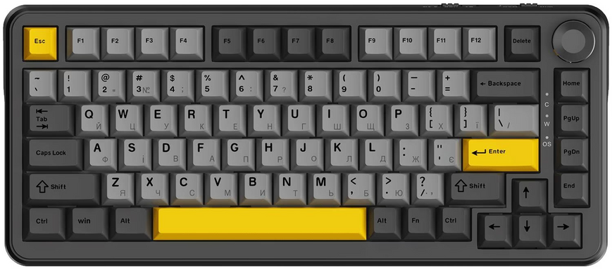 Бездротова клавіатура Ajazz AK820 MAX Magnetic switches Black, Black, Ігрова, PBT, 75%, Дротова; Бездротова, USB, 2.4 ГГц, Bluetooth